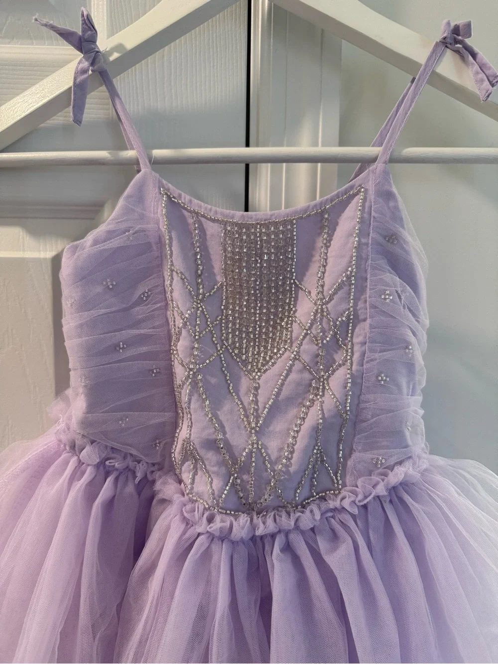 Lilac Beaded Tulle Party Dress for Girls - Formal
